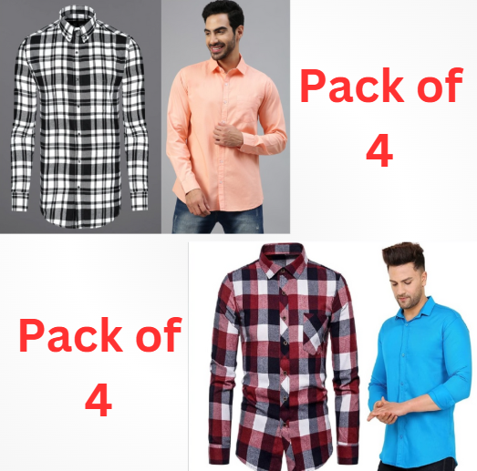Mens Shirts (Multicolor, S) (Pack of 4)