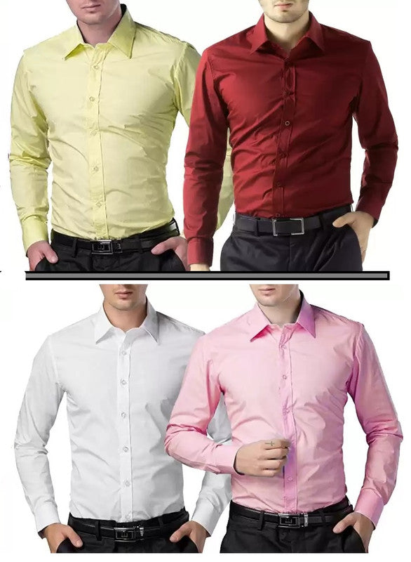 Combo of 4 Casual Shirts for Men (Multicolor, S)