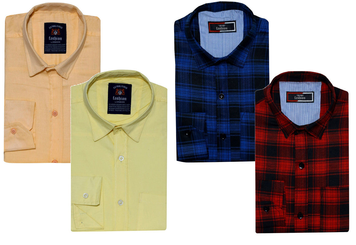 Combo of 4 Casual Shirts for Men (Multicolor, S)