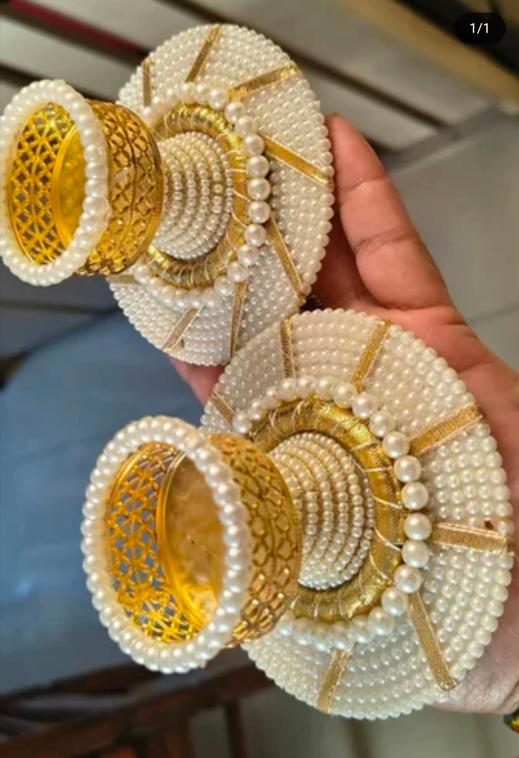 Luxury Pearl & Gold Tealight Candle Holder – Set of 2