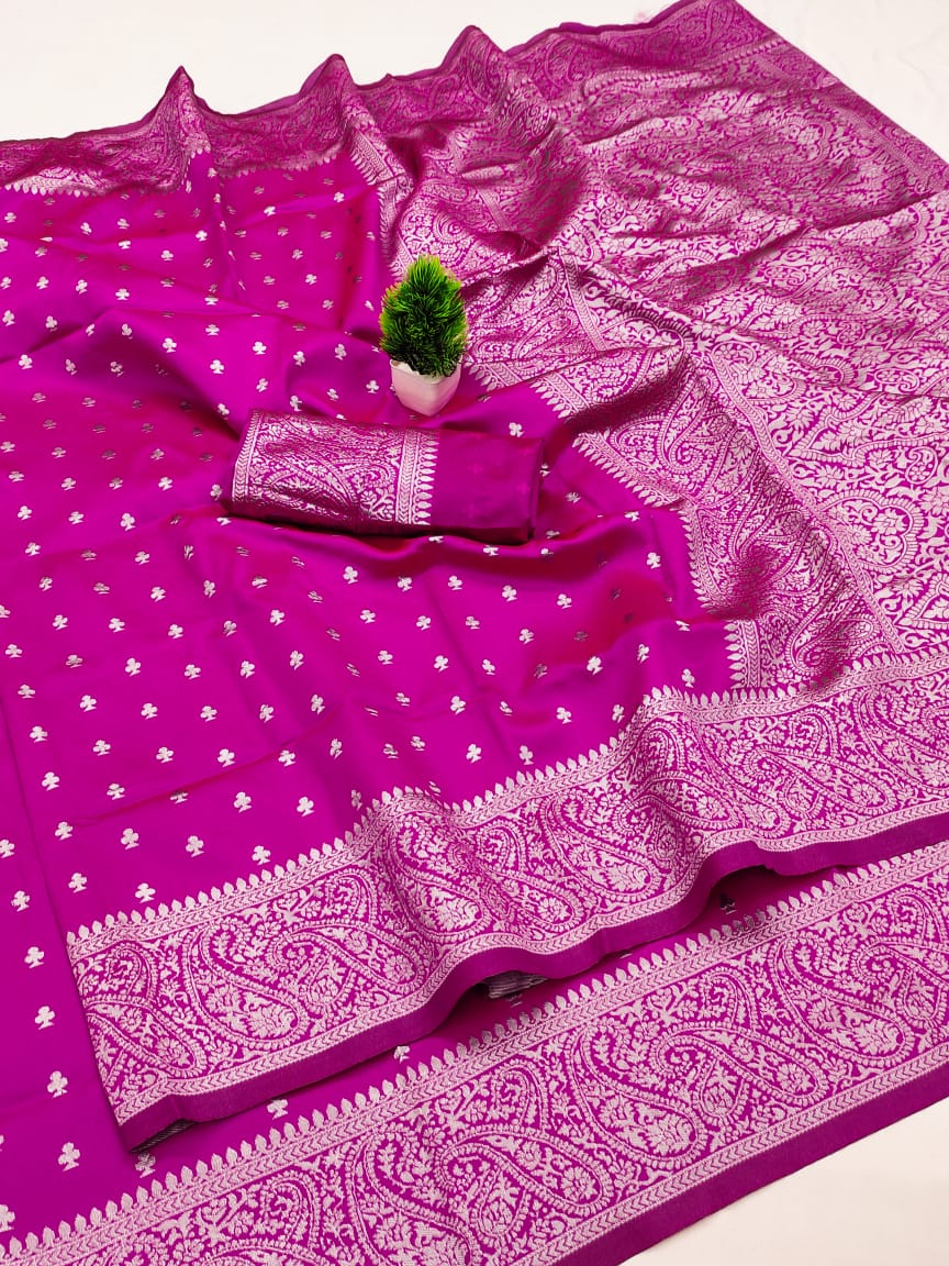 Pink Soft Lichi Jacquard Saree