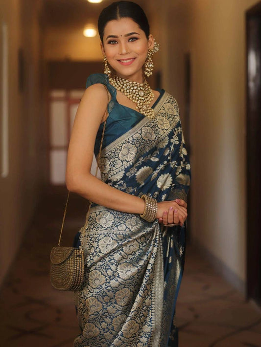 Soft Lichi Blue Jacquard Saree