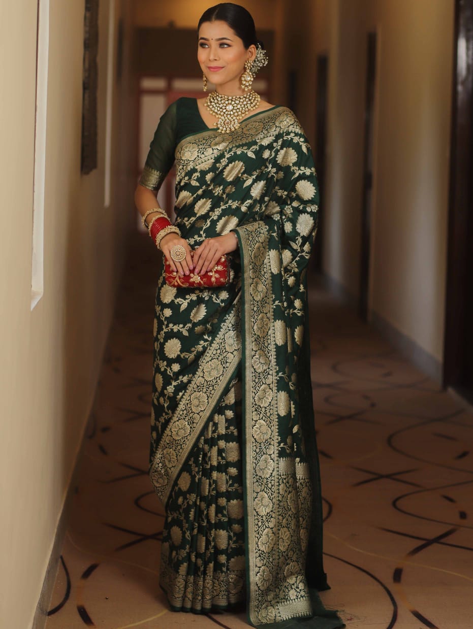 Soft Lichi Green Jacquard Saree