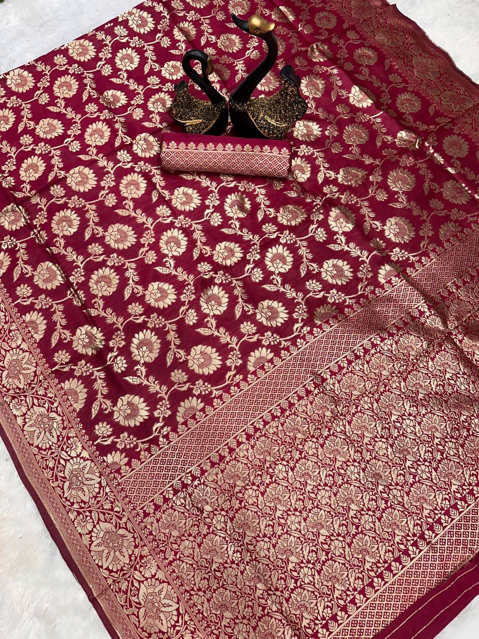 Soft Lichi Maroon Jacquard Saree