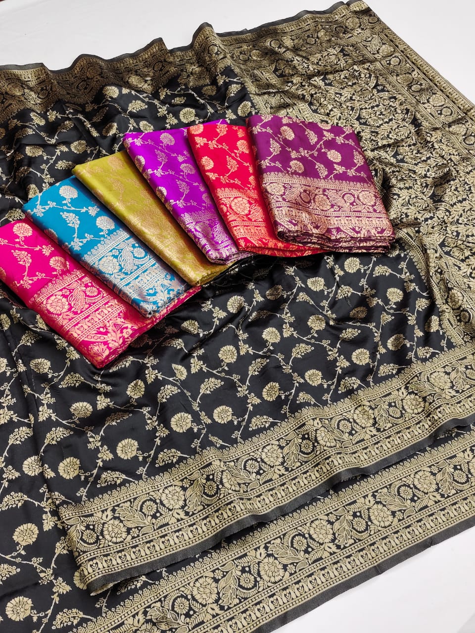 Teal Soft Lichi Jacquard Saree