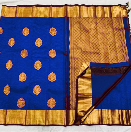 Soft Lichi Silk Royal Blue Zari Border Saree