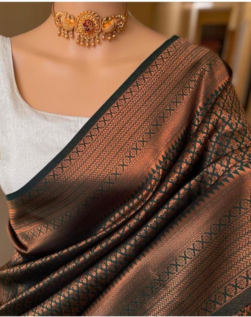 Soft Lichi Silk Navy Blue Jacquard Border Saree
