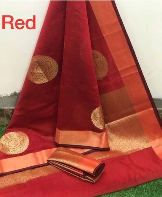 Rich Red Gold Zari Woven Festive Saree