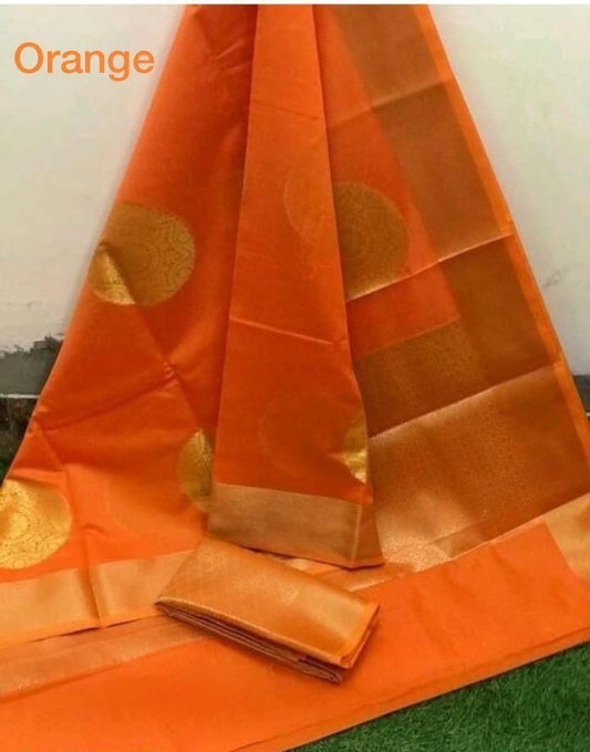 Orange Gold Zari Woven Saree