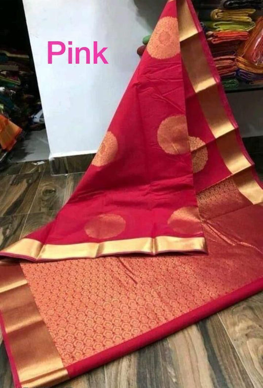 Royal Pink Gold Woven Saree