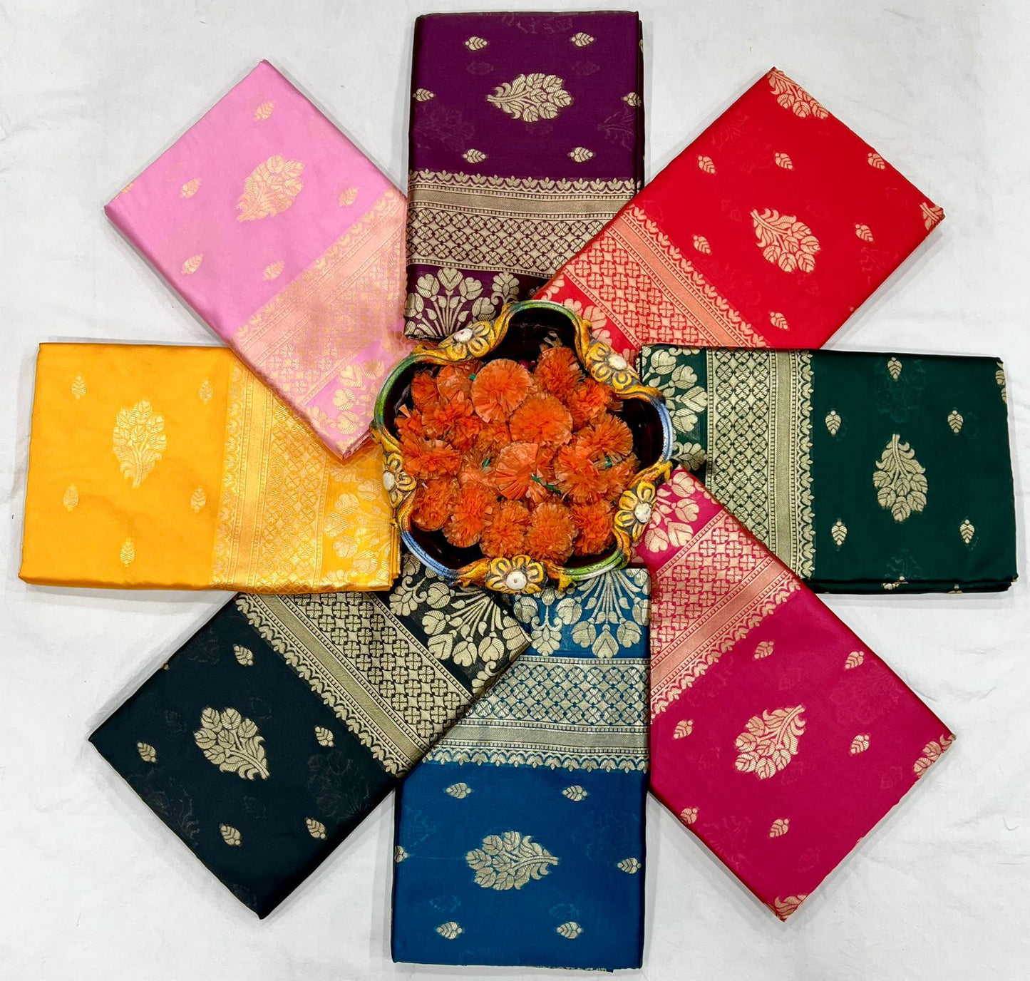 Soft Lichi Dark Green Banarasi Zari Work Saree