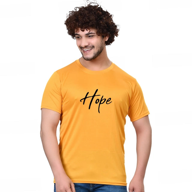 Round Neck Printed T-Shirt for Men (Yellow, S)