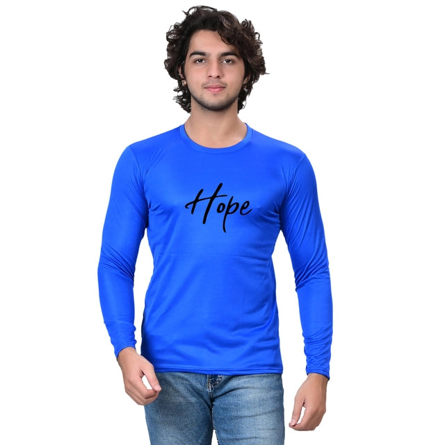 Round Neck Printed T-Shirt for Men (Blue, S)