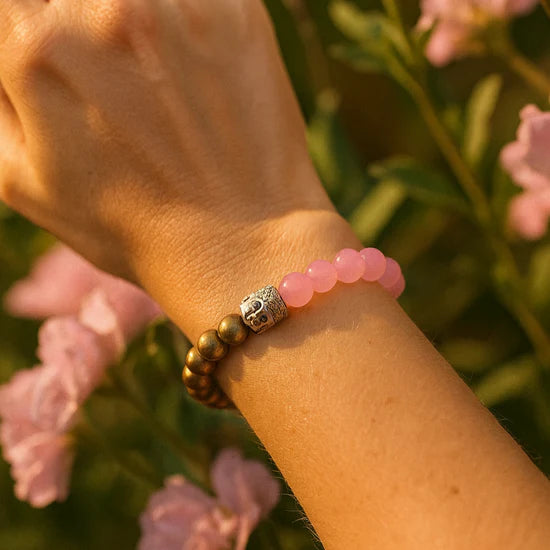 Urthn Buddha Brown And Pink Beads Bracelet