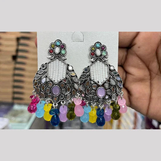 Manisha Jewellery Artistic Oxidsied Dangler Earrings With Mirror And Delicate Beads