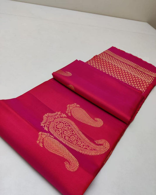 Rani Pink Zari Work Saree