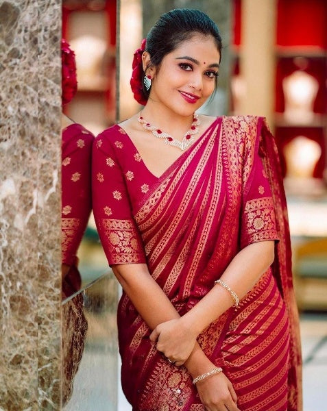 Pink Soft Lichi Zari Saree