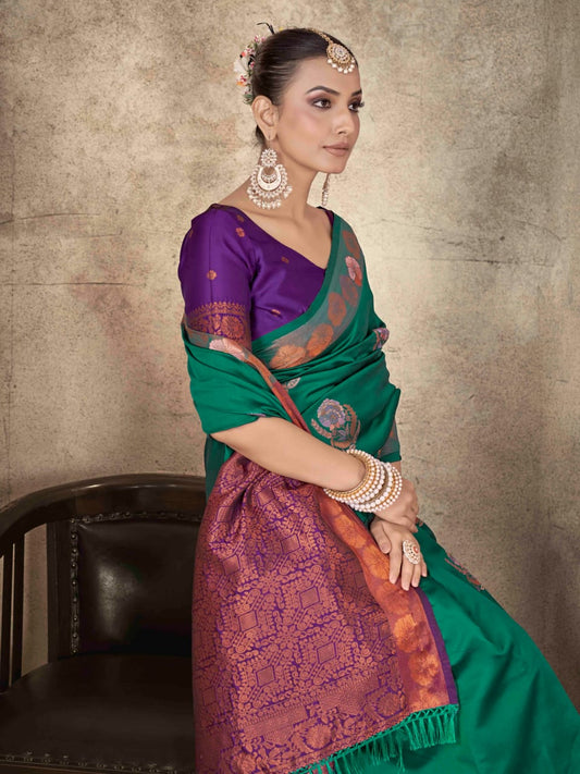 Premium Soft Lichi Silk Saree with Heavy Zari Pallu