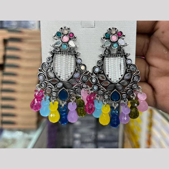 Manisha Jewellery Artistic Oxidsied Dangler Earrings With Mirror And Delicate Beads