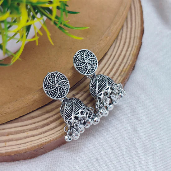 Darshana Jewels oxidised Plated Jhumki Earrings