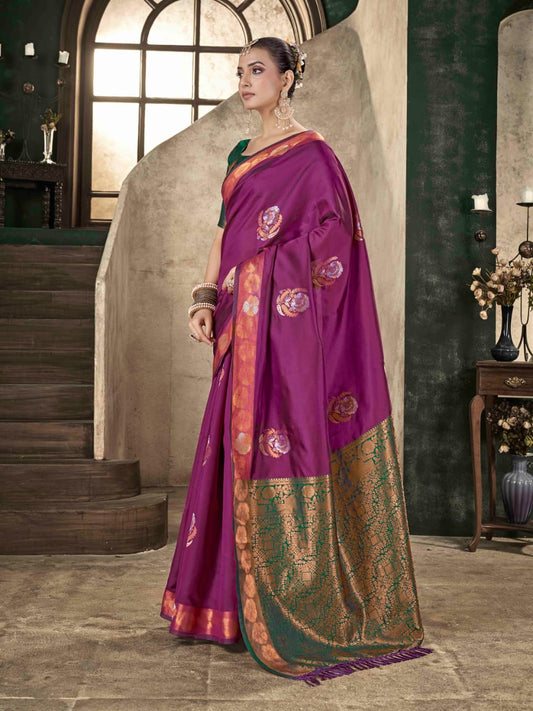 Premium Soft Lichi Silk Banarasi Jacquard Saree