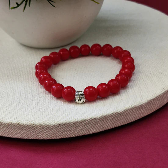Urthn Red With Buddha Beads Bracelet