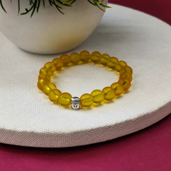 Urthn Yellow With Buddha Beads Bracelet