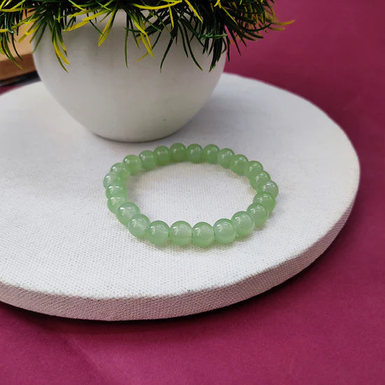 Urthn Light Green Beads Bracelet with Evil Eye