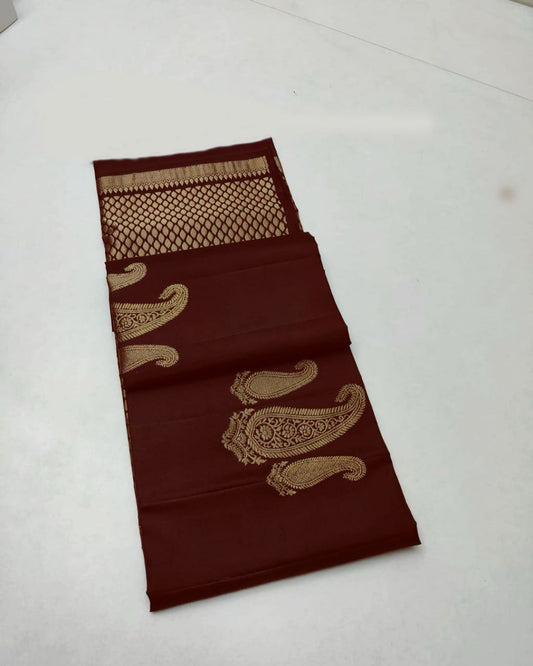 Maroon Zari Paisley Saree