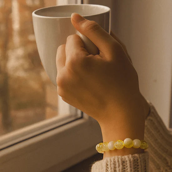 Urthn Crystal Crackle Glass Beads Stretch Bracelet