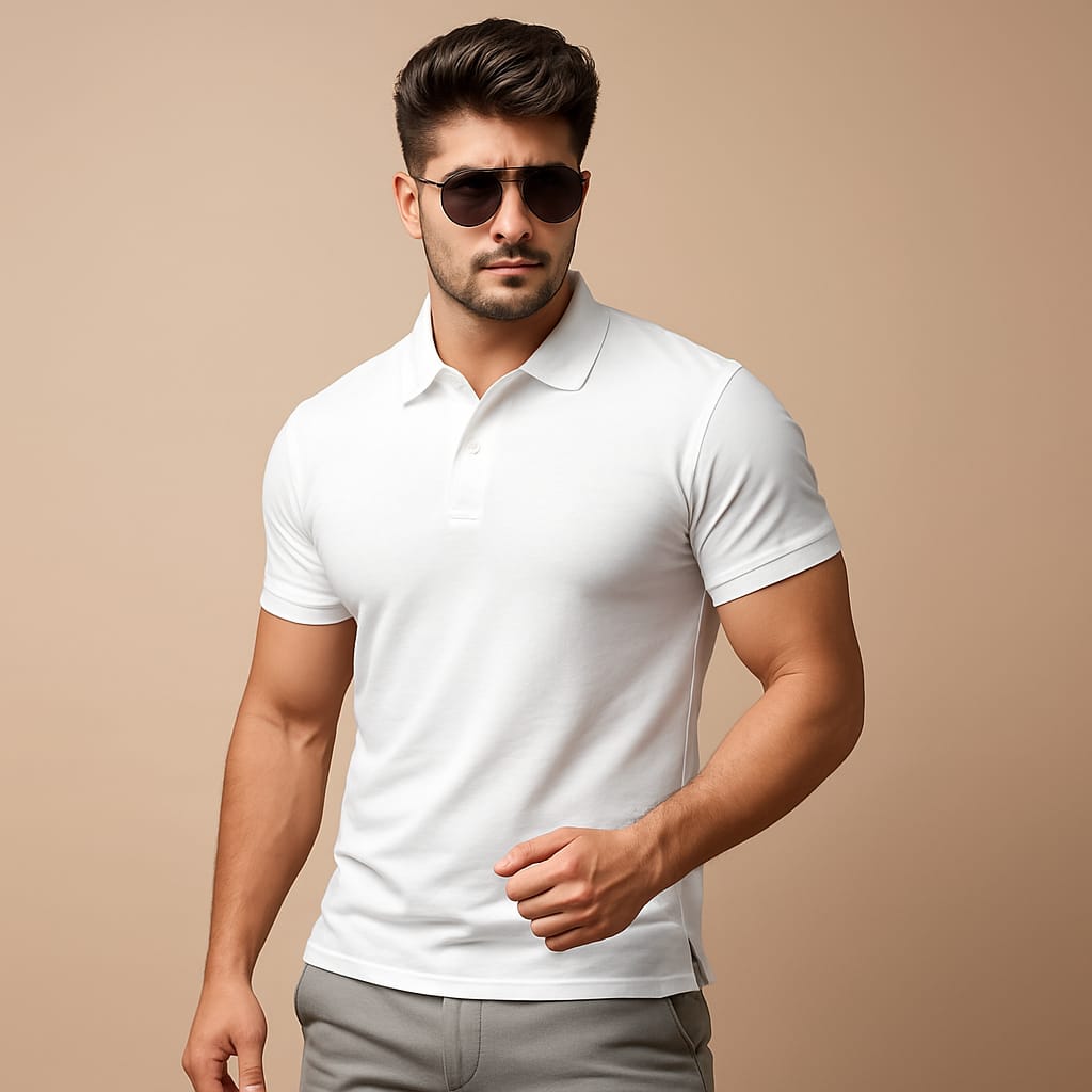 π Mars Polo Premium White Polo Neck T-Shirt π