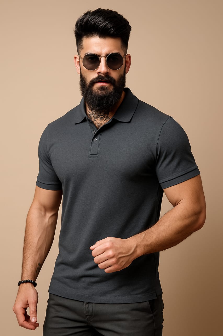 π Mars Polo Premium Charcoal Grey Polo Neck T-Shirt π