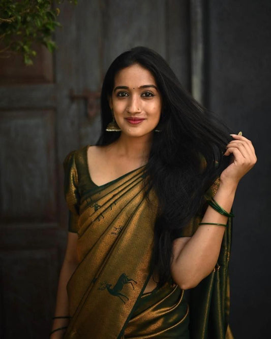 Olive Zari Silk Saree