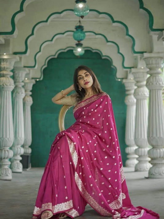 Magenta Zari Work Saree
