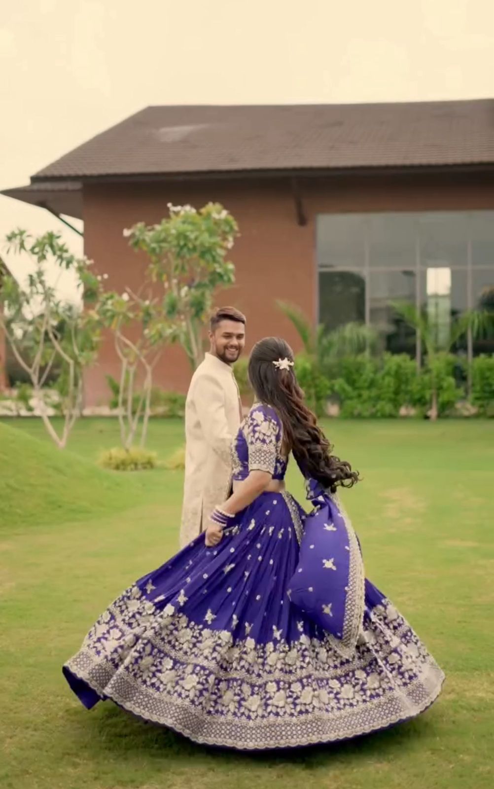 Royal Blue Chinon Embroidered Festival Lehenga Choli