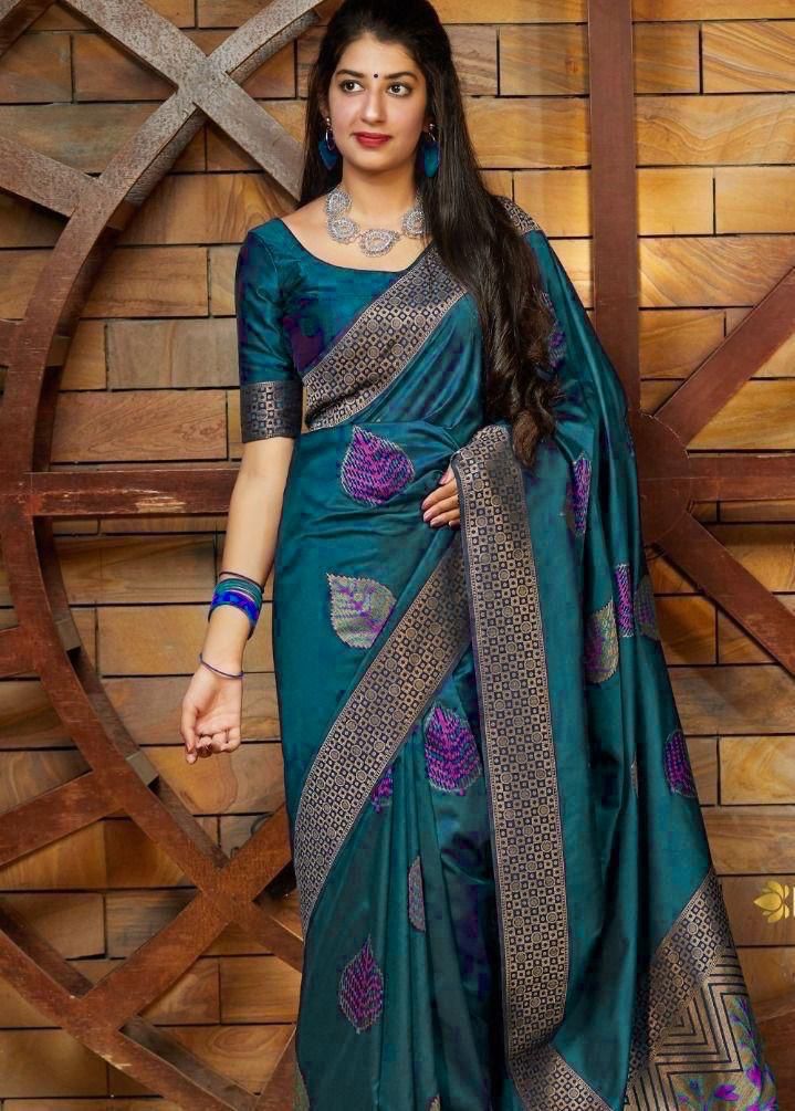 Teal Silk Saree