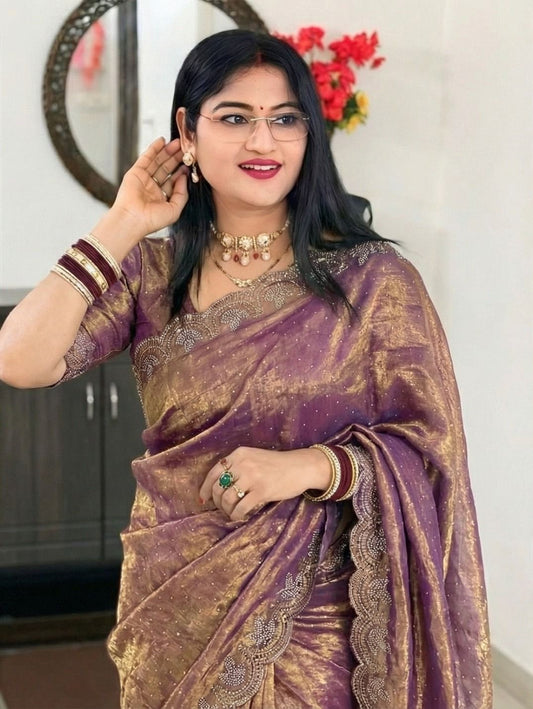 Premium Space Silk Jarkhan Work Saree | Festival & Party Wear Collection