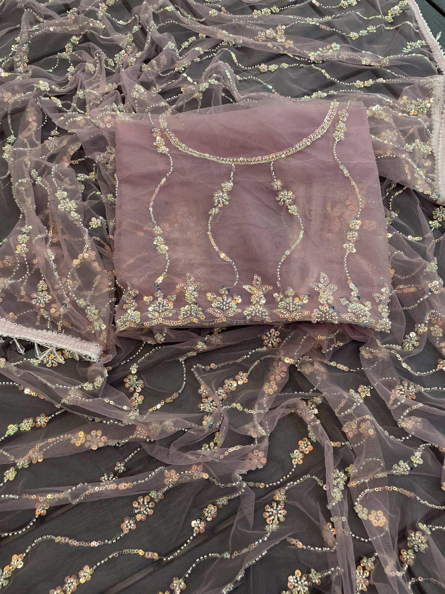 Sufy Premium Butterfly Net Saree with Beads & Moti Sequin Work