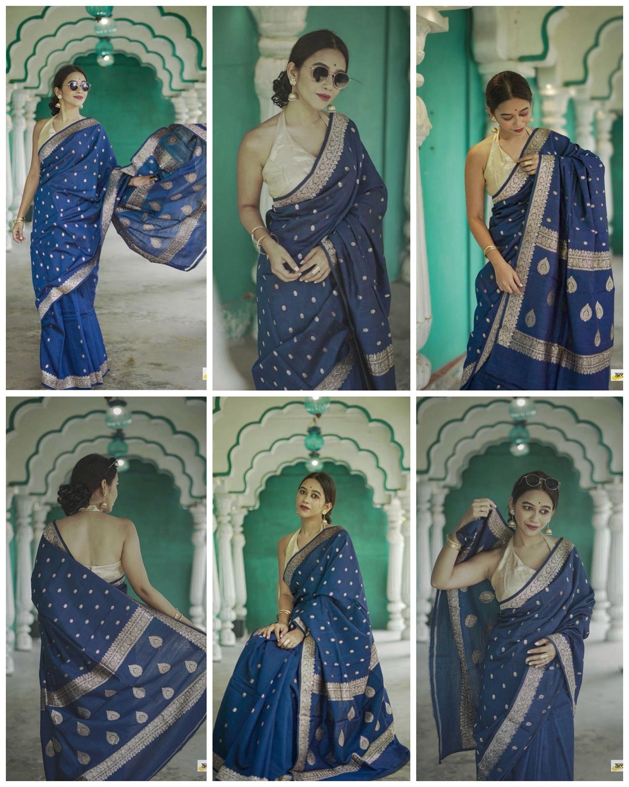 Royal Blue Zari Work Saree