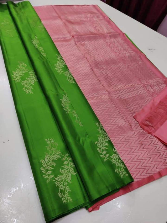 Green Pink Jacquard Saree