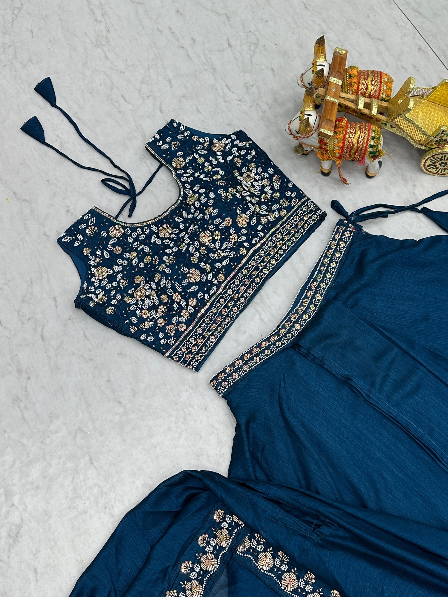 Wedding Special Vichitra Silk Lehenga Choli with Heavy Embroidery & Shrug Style Dupatta