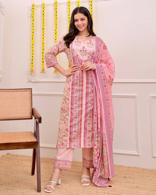 Morgan Silk Digital Print Kurti Pant Dupatta Set