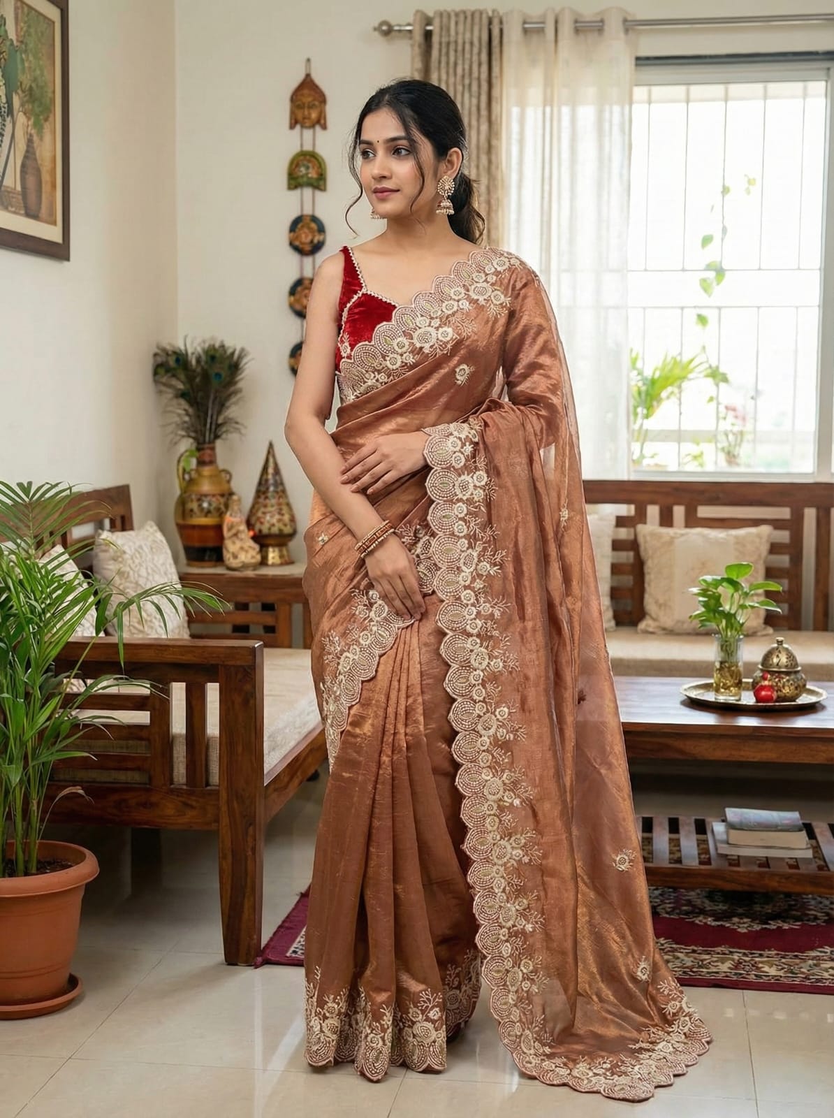 Aarti Tissue Organza Embroidery Saree
