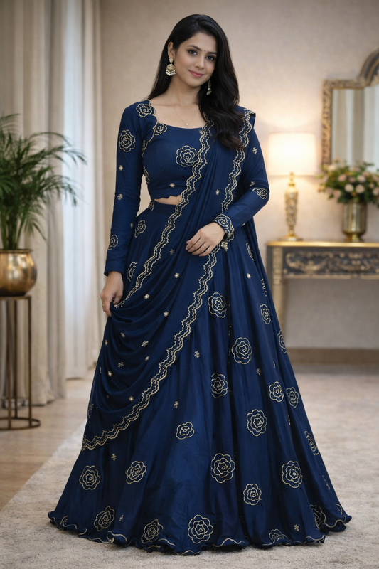 Festival Special Chinon Lehenga Choli with Sequence Work & Dupatta