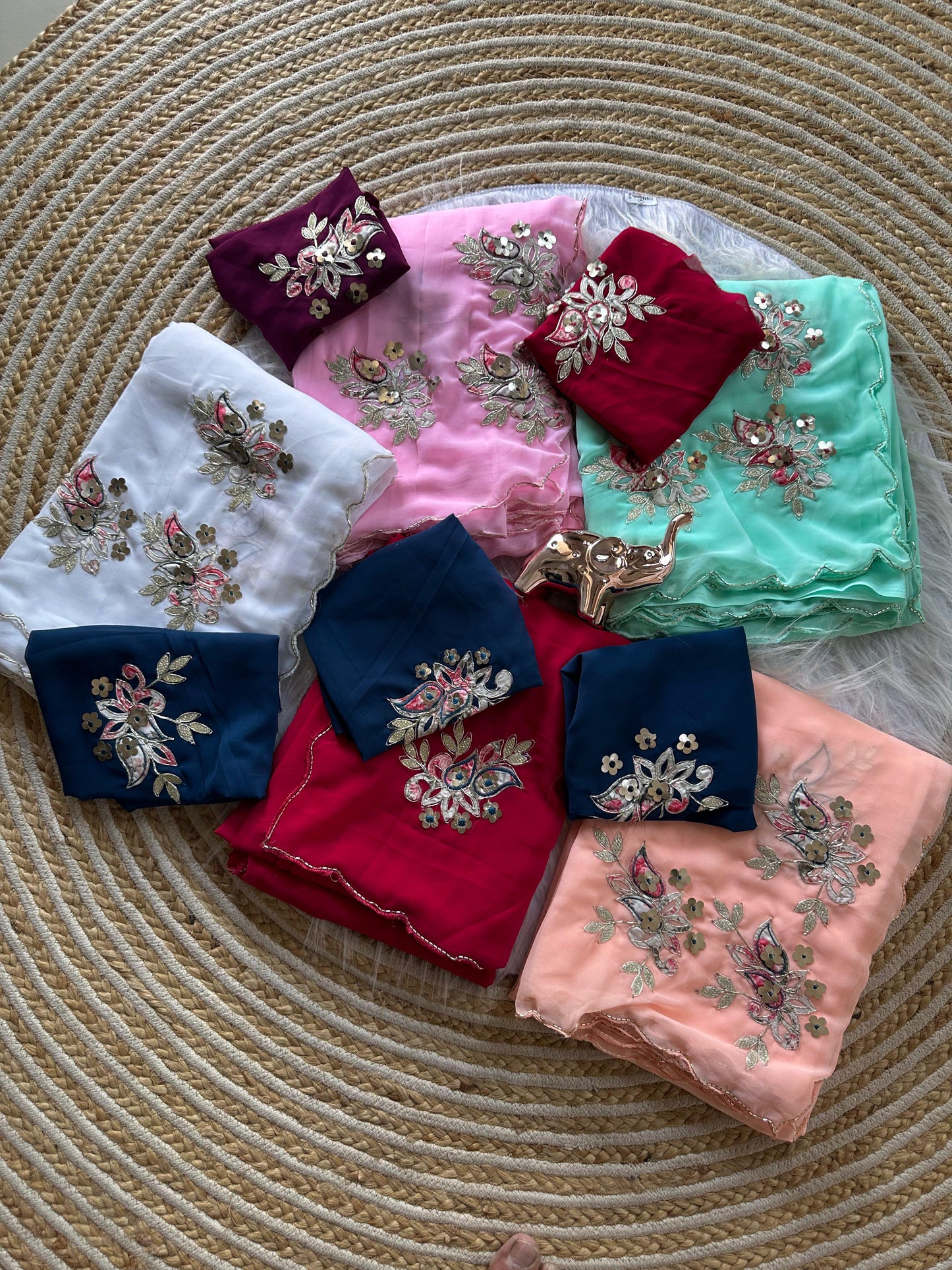 Designer Star Georgette Saree with Patch Work & Aarco Border