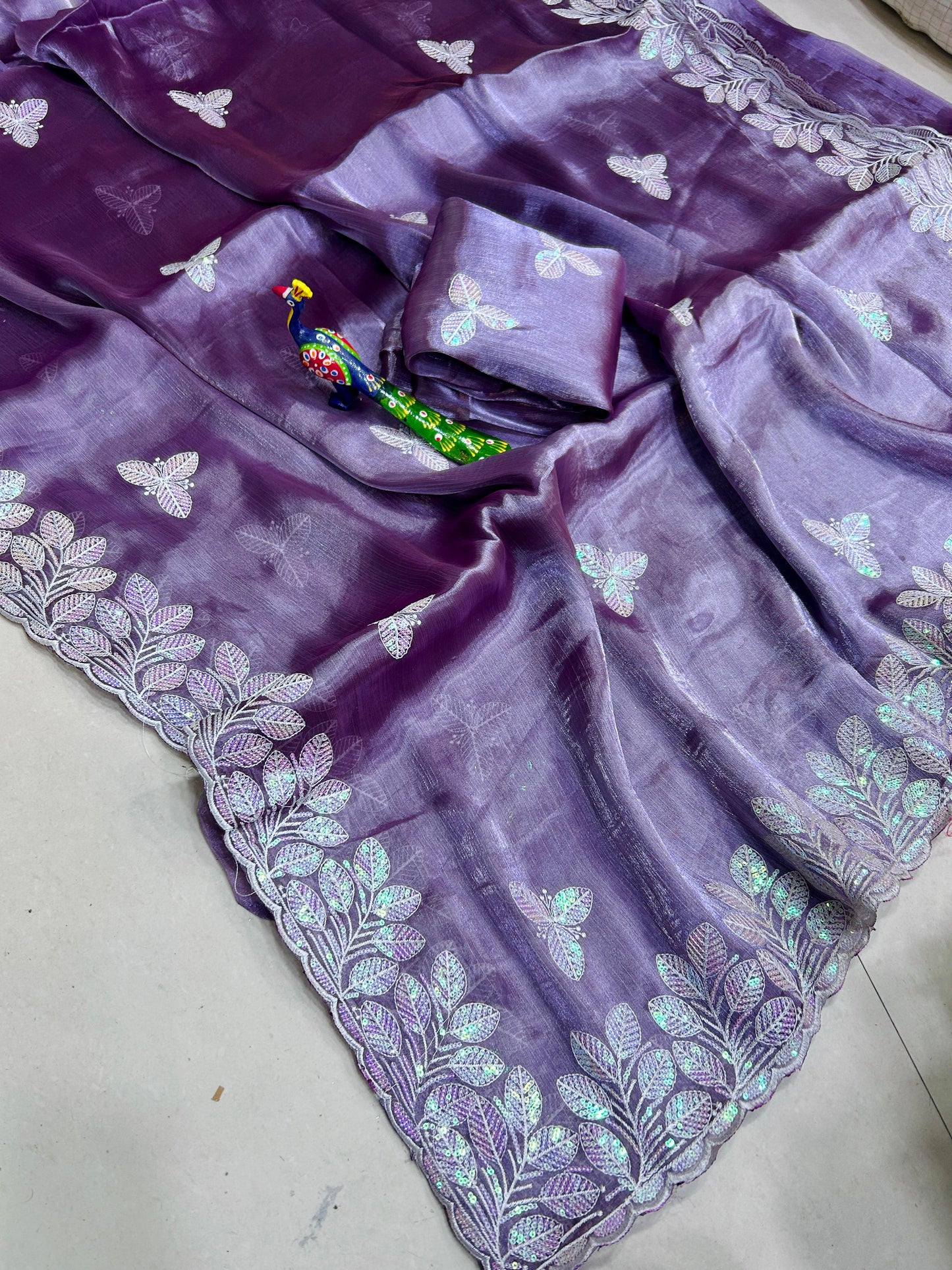 Titli Collection – Premium Chiffon Saree with Elegant Sequence Embroidery & Designer Border