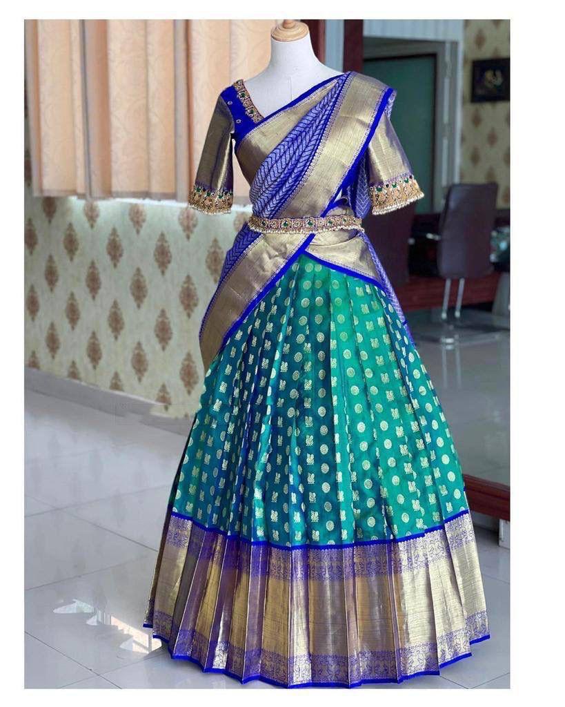 Kanjivaram Jacquard Unstitched Lehenga Choli with Organza Dupatta – 6 Designs