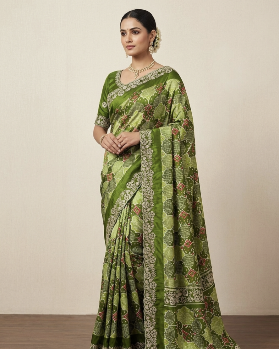Designer Printed Saree with Embroidery Border β Festive Wear Collection