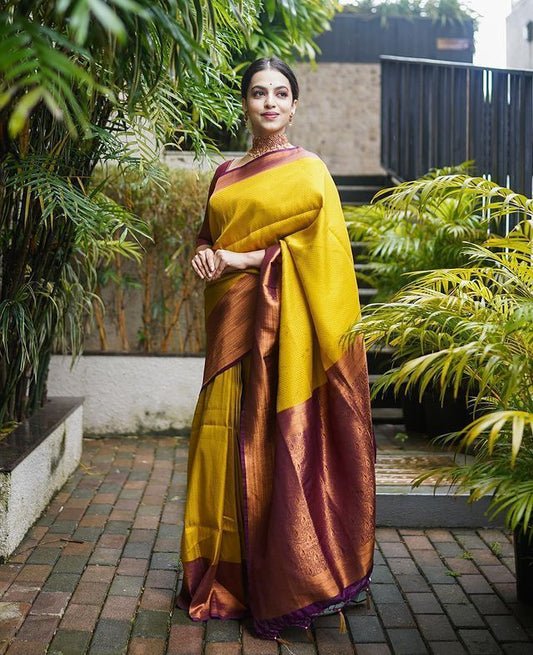 Mustard Silk Saree