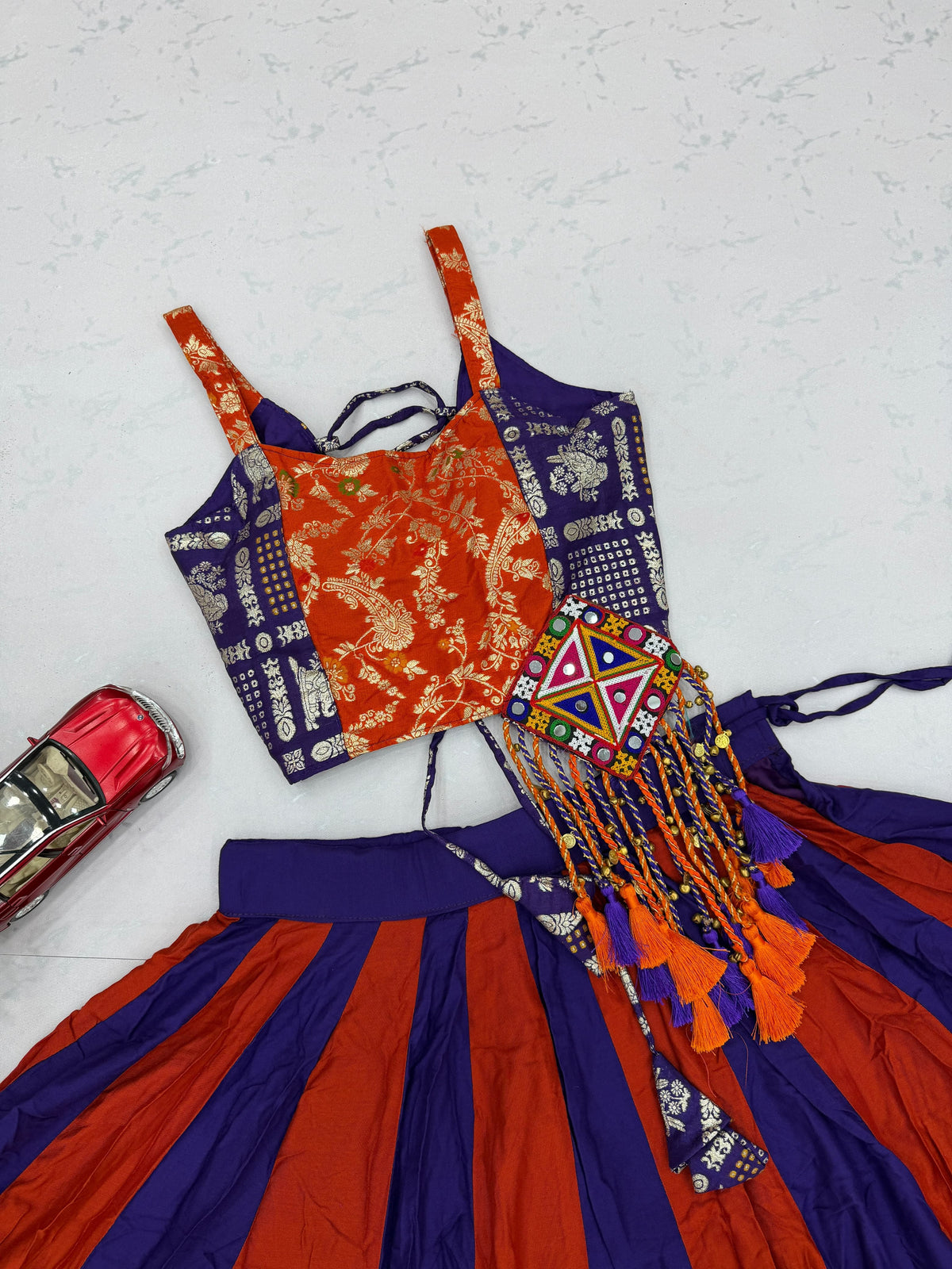 Navratri Special Pure Cotton Lehenga Choli with Gamathi Work | 6+ Meter Flair